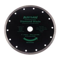 Austsaw 200mm (8") Diamond Blade Continuous Rim - 25/22.2mm Bore AUDIA200C