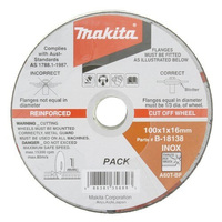 Makita 100 x 1 x 16mm Elite Inox Cutting Disc A60T-BF (12pk) B-18138-12