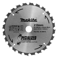Makita 210mm x 25/16mm x 24t Knot & Nail TCT Saw Blade B-30813