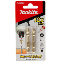 Makita PZ2 x 50mm Impact Gold Torsion Screwdriver Bit (2pk) B-39182