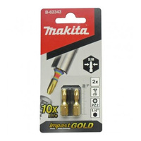 Makita PZ2 x 25mm Super Slim Screwdriver Bit (2pk) B-62343