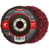 Josco 115mm x 22mm Bore Strip-It Disc Red Fibreglass Back JSD115R