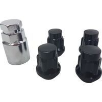 12x1.5 Black Wheel Lock Nut Set (4 + Key) Mag Steel Fit Toyota 4x4 Holden Mazda