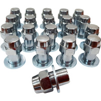 20 x 1/2" UNF Chrome Old Style Mag Wheel Lug Nuts with Washer Ford Fitment