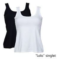 Bamboo Womens Singlet Lola Size 8 Colour Black