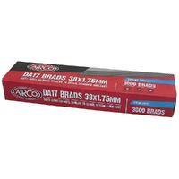 Airco DA17 38mm x 1.75mm Bright Coated Brads (Qty 3000) BD17380