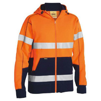 Taped Hi Vis Fleece Hoodie Orange/Navy Size XS