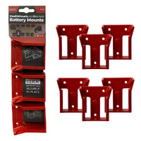 StealthMounts Red Battery Mount Holder for Milwaukee 18V (6 Pack) BM-MW18-RED-6