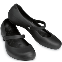 Crocs Women's Alice Work Mary Jane Flats Shoes Slip On Genuine - Black - US 10