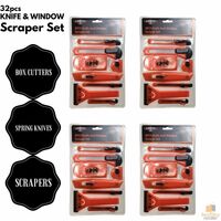 32pcs KNIFE & WINDOW SCRAPER SET Building Tools Box Cutters Spring Knives BULK
