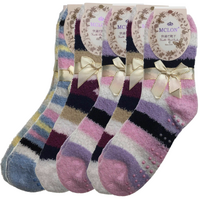 6 Pairs Ladies Bed Socks Womens Girls Soft Fur Work Fluffy Slipper Non Slip BULK - One Size