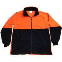 HI VIS POLAR FLEECE Jumper Full Zip Safety Workwear Fleecy Jacket Unisex - Orange - L