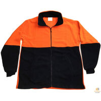 HI VIS POLAR FLEECE Jumper Full Zip Safety Workwear Fleecy Jacket Unisex - Orange - S
