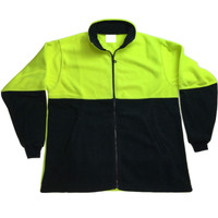 HI VIS POLAR FLEECE Jumper Full Zip Safety Workwear Fleecy Jacket Unisex - Yellow - 3XL