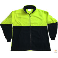 HI VIS POLAR FLEECE Jumper Full Zip Safety Workwear Fleecy Jacket Unisex - Yellow - XL