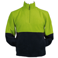 HI VIS POLAR FLEECE Jumper 1/2 Half Zip Safety Workwear Fleecy Jacket Unisex WB - Yellow - M