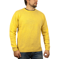 100% SHETLAND WOOL CREW Round Neck Knit JUMPER Pullover Mens Sweater Knitted - Corn (14) 
