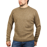 100% SHETLAND WOOL CREW Round Neck Knit JUMPER Pullover Mens Sweater Knitted - Nutmeg (23)