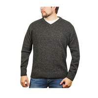 100% SHETLAND WOOL V Neck Knit JUMPER Pullover Mens Sweater Knitted S-XXL - Charcoal (29) - XXL
