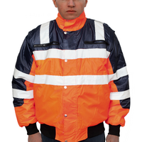 3-in-1 Hi Vis Quilted Safety Bomber Jacket Waterproof Reflective Workwear - Orange/Navy - S