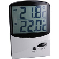 Jumbo Display In Out Thermometer shows both inside and outside temperatures