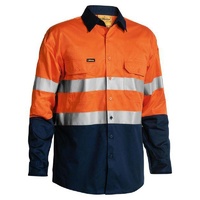 Taped Hi Vis Cool Lightweight Shirt (5X Embroidery Pack) Orange/Navy Size S
