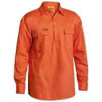 Closed Front Cotton Drill Shirt Orange Size S