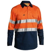 Taped Hi Vis Closed Front Cool Lightweight Shirt Orange/Navy Size S