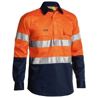 Taped Hi Vis Closed Front Drill Shirt Orange/Navy Size S