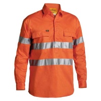 Taped Hi Vis Closed Front Drill Shirt  Orange Size S