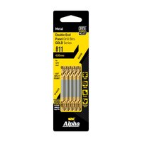 Alpha No.11 Gauge (4.85mm) Double Ended Panel Drill Bit - Gold Series - 10 pce Trade Pack C9D11TP
