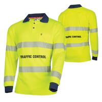 TRu Workwear Poly Cotton Traffic Control L/S Hi-Vis Segmented Reflective Tape Polo Shirt CS1865T9