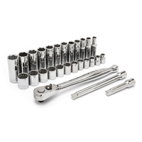 Crescent 27 Piece 3/8" Drive 6 & 12 Point Deep & Standard Metric Mechanics Tool Set CSWS9C