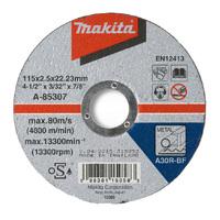 Makita 115 x 2.5 x 22.23mm - Metal Cutting Disc A30S (10pk) D-20426-10