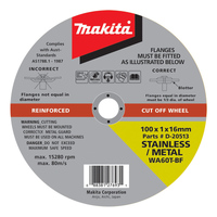Makita Thin Cut Off Wheels 100mm Steel - Stainless D-20513