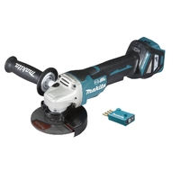 Makita 18V AWS 125mm Paddle Switch, Variable Speed, Kick Back Detection and Electric Brake Angle Grinder (tool only) DGA518ZU