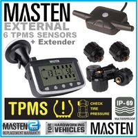 TPMS Tyre Pressure Monitoring System With 6 X External Cap Sensors for Caravan Truck RV Sensor LCD 4WD Wireless 4x4 TP-24-6E