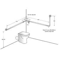 90° flush mount wrap around grab rail modular 1100x1025x600mm lh