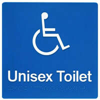 Unisex disabled toilet braille sign blue / white