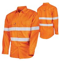 TRu Workwear Ripstop L/S Vented Hi-Vis Cotton Shirt With Reflective Tape DS1169T1