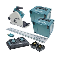 Makita 18Vx2 AWS 165mm Plunge Cut Circular Saw 5.0Ah Set with Track DSP601PT2JUT