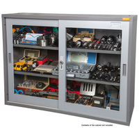 Geiger Digital Lock Filing Cabinet with Glass Doors - Dark Grey DU118G