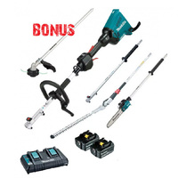Makita 18Vx2 Brushless Multi-Function Power Head with Attachments 5.0Ah Kit DUX60PSHPT2-B