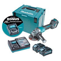 Makita 40V Max Paddle Switch Angle Grinder (AWS Compatible) 4.0ah Set GA029GM202