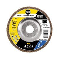 Alpha 100mm Z40 Grit Zirconia Aluminium Back XTRA Flap Disc Bulk GFDAB10040