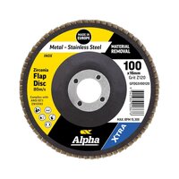 Alpha 100mm Z120 Grit Zirconia XTRA Flap Disc Bulk GFDGS100120