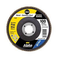 Alpha 100mm Z60 Grit Zirconia XTRA Flap Disc Bulk GFDGS10060