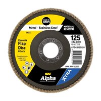 Alpha 125mm Z120 Grit Zirconia XTRA Flap Disc Bulk GFDGS125120
