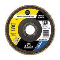 Alpha 125mm Z60 Grit Zirconia XTRA Flap Disc Bulk GFDGS12560