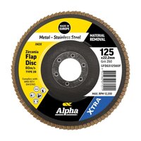 Alpha 125mm Z60 Grit Zirconia Type 28 Flat XTRA Flap Disc GFDGS12560F